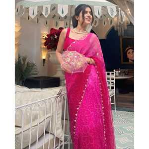 ผ้าซิฟฟอนเนื้อหนักแบบดั้งเดิมสวยงาม น้ำหนักเบา สำหรับผู้หญิง พิมพ์ลายดิจิทัล แห้งเร็ว ทรงปกติ สีชมพู ผ้าซิฟฟอนเลเฮริยา - Product Image 3