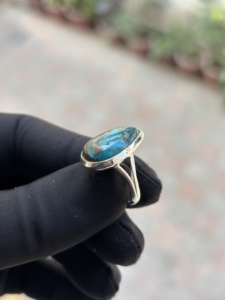 Bague de Fiançailles et de Mariage en Chrysocolle Naturelle de Qualité Supérieure pour Femmes et Filles, en Argent Sterling 925 Massif, Bague de Promesse Certifiée - Product Image 3