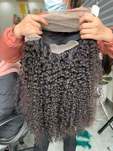 Vente en gros 100% non traités Double-Drawn couleur bouclée Extension de cheveux humains Bundle bon marché avec fermeture/frontale - Product Image 6