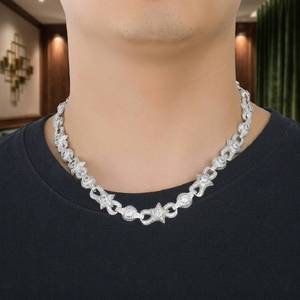 Collar de Cadena de Plata 925 con Eslabones Cubanos de Moissanita VVS de Alta Calidad Estilo Hip Hop Iced Out para Hombre, Disponible para la Venta - Product Image 2