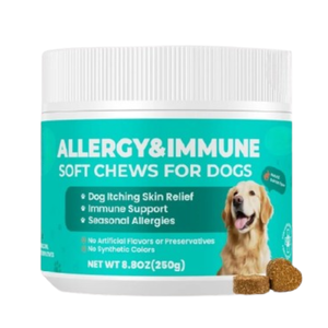 Golosinas Masticables Suaves para Perros y Gatos, Alivio de Alergias, Tratamiento para la Picazón de la Piel, Refuerzo Inmunológico, Antipicazón, Alivio de Alergias en Mascotas, Alergias Estacionales - Product Image 1