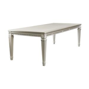 Tavolo da Pranzo Moderno Glamour con Prolunga, Finitura Argento e Cornice con Inserti in Acrilico per Arredamento Sala da Pranzo - Product Image 2