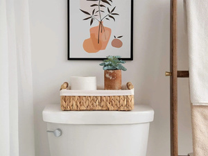 Modern Design Bathroom Storage Baskets Water Hyacinth Material with Wooden Handles Natural Fiber Liner Toilet <b>Paper</b> Organization - Product Image 5