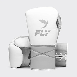 Ensemble de boxe Fly de haute qualité, best-seller, professionnel, comprenant des gants de boxe en cuir, une protection de la tête et une protection de l'aine, respirant, durable, blanc et gris. - Product Image 6