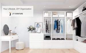 JY lujo tamaño personalizado puerta de cristal dormitorio armario diseño elegante con Panel Estilo madera armario para niña - Product Image 2