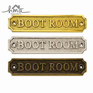 Vintage Brass Boot Room <b>Door</b> Sign Antique Style Wall Plaque Decorative Entryway Name <b>Plate</b> Retro Brass Mudroom Sign - Product Image 1