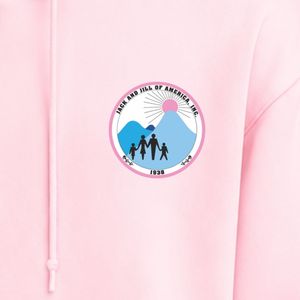 Sweat à capuche rose brodé avec patch Jack & Jill, en molleton à manches longues avec poche avant et cordon de serrage - Product Image 3
