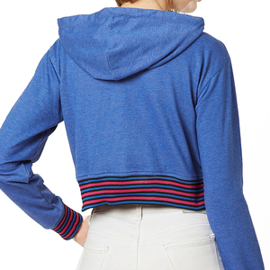 Knitted Breathable Winter Pullover Gym <b>Workout</b> Running Training Solid Color Women Crop Top <b>Hoodies</b> with Front Logo Fleece Fabric - Product Image 5