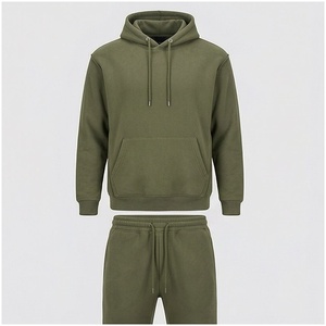 Conjunto Deportivo con Capucha para Hombre, Color Verde Oliva, Manga Larga, Color Sólido, Casual, Transpirable, Corte Regular, Ropa de Otoño - Product Image 1