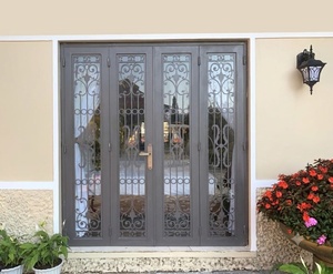 Portail double en fer forgé KHP, forgé à la main, avec ouverture de style européen, montage facile, finition durable avec revêtement en poudre, extérieur - Product Image 5