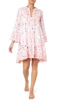 100% coton manches évasées ultime été robe de soleil pour les femmes de grande taille Look fantaisiste néon Unique complexe broderie miroir