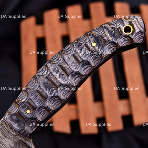 UA Supplies Couteau de chasse à lame fixe en acier Damas de haute qualité, ultra-affûté, manche en bois, DIY, OEM disponible, 8 pouces, pointe tombante - Product Image 2