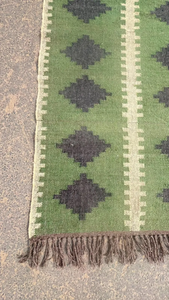 Green Geometric Handmade Wool Jute Stair <b>Runner</b> Traditional Farmhouse <b>Hallway</b> Staircase <b>Rug</b> Custom Entryway Floor Carpet - Product Image 4