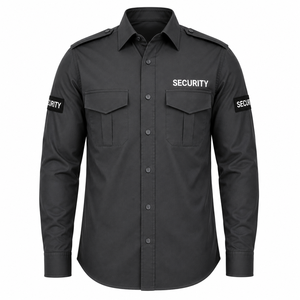 Chemise d'uniforme de garde de sécurité personnalisée à manches longues, boutonnée, couleur unie, pour homme - Product Image 1
