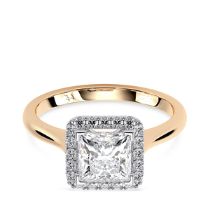 แหวนหมั้นเพชรทรงปรินเซสคัทเพาะเลี้ยงในห้องปฏิบัติการ ประดับด้วยเพชรแบบฮาโล น้ำหนักรวม 1.72 กะรัต ทอง 14 กะรัต ชุบโรเดียม รับรองโดย IGI ของขวัญแต่งงานสุดหรู - Product Image 2