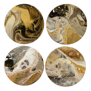 <b>Epoxy</b> <b>Resin</b> Coaster Set Handmade Agate Style Teal Green Geode Drink Cup Mat With Gold Foil For Home Hotel Wedding <b>Table</b> Decor - Product Image 6