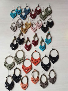 Pendientes de Aro de Macramé Azul Hechos a Mano con Detalles en Oro, Certificados por IGI, Estilo Vintage para Joyería Femenina al por Mayor - Product Image 4