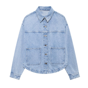Autumn New Women's Loose Casual Patch Pocket Long-sleeved Denim Jacket Shirt BEST SELLING - Product Image 6