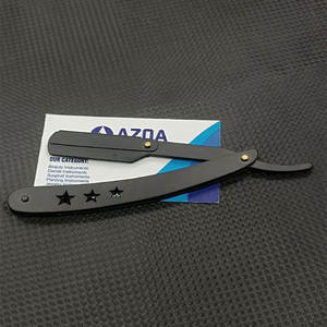 Navaja de Afeitar Plegable Recta de Acero Inoxidable con Recubrimiento Negro de Alta Calidad para Hombres, Herramienta de Afeitado Profesional para Barberos - Product Image 2