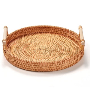 Lowest price rattan serving tray wooden <b>buffet</b> trays premium quality restaurant tableware sets - Product Image 5
