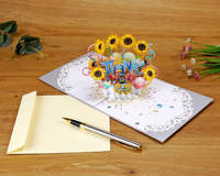 Arte en papel hecho a mano flor gracias tarjetas 3D bajo petición personalizada hecho en Vietnam HMG al por mayor