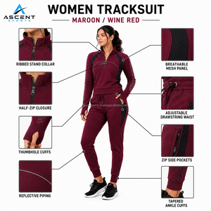 Ensemble de survêtement de sport pour femme avec pull demi-zip et pantalon de jogging, vêtements de sport personnalisables, marque privée, OEM, ODM, vente en gros directe usine - Product Image 6