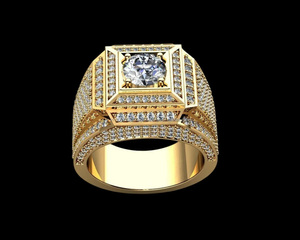 <b>Iced</b> Out Moissanite Diamond <b>Ring</b> Sterling Silver Gold Plated Classic Round Brilliant Cut Prong Setting Everyday Wear Jewelry - Product Image 5