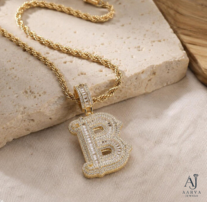 Collier Pendentif Lettre Hip Hop Moissanite Givrée en Argent 925 Plaqué Or avec Chaîne Certifiée Unisexe Bling Breloque Initiale Bijou - Product Image 4
