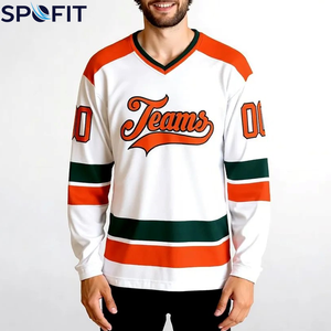 Jersey de Hockey sobre Hielo Personalizado 100% Poliéster, OEM, Alta Calidad, Venta al Por Mayor, Sublimación Personalizada, Secado Rápido, Manga Larga, Cuello en V - Product Image 2