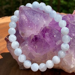 Chakralume Natural Blue Calcite <b>Ball</b> Beaded <b>Bracelet</b> for Healing Reiki Energy Jewelry Gift Wholesale 8mm - Product Image 3