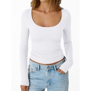 Camisetas Personalizadas de Manga Larga con Cuello Cuadrado para Mujer, Otoño 2025, Diseño Lindo - Product Image 6