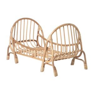 Hot Selling Rattan Bed For <b>Dolls</b> Woven Rattan Baby <b>Doll</b> Bed Vintage Style Nursery Decor with Mattress Wholesale - Product Image 1