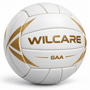 WILCARE Balón de Fútbol Redondo Cosido en Blanco y Dorado con Patrón Sólido y Logotipo - Product Image 1