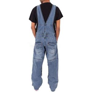 Salopette de travail unisexe pour homme, automne-hiver, taille haute, en denim délavé camouflage, respirante, ample, 100% coton - Product Image 6