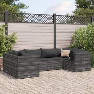 Conjunto de Muebles de Jardín Grandes para Patio en Ratán PE Gris con Acero con Recubrimiento en Polvo, Muebles de Jardín Duraderos - Product Image 1