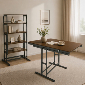 Escritorio Convertible Inteligente y Estantería 3 en 1, Mueble Plegable de Metal y Madera - Product Image 6
