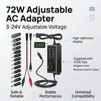 Adaptateur secteur universel réglable 72W 3V-24V 3A, alimentation variable 3V 5V 9V 12V 18V 20V 24V avec 13 embouts