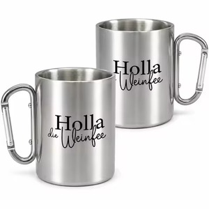 Mug de camping en laiton avec poignée mousqueton pour l'aventure en plein air, tasse à café personnalisable avec logo imprimé – Vente en gros - Product Image 2
