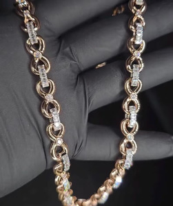 Cadena Infinita Única de 10 mm, Diamantes Moissanite de Corte Redondo y Baguette de Calidad VVS1, Cadena Infinita de Oro Rosa, Pasa la Prueba del Probador - Product Image 6