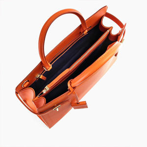 <b>Orange</b> Saffiano PU Tote Bag Women Shoulder <b>Handbag</b> Zipper Portable Large Capacity for Daily Travel - Product Image 4