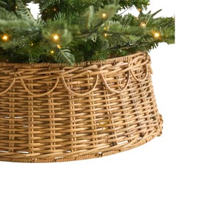 Rustic Arch Design Rattan <b>Christmas</b> <b>Tree</b> Collar Detachable Xmas <b>Tree</b> Box Stand <b>Base</b> Cover Ring Wholesale - Product Image 3