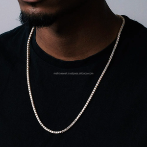 Meilleure vente Vvs1 Vs1 Clarity Round Cut Moissanite Chaîne de tennis en diamant plaqué or jaune pour mariage et fête - Product Image 6