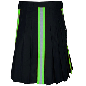Kilt utilitaire de pompier noir et vert en coton robuste avec bretelles réglables, fait main, best-seller - Product Image 5