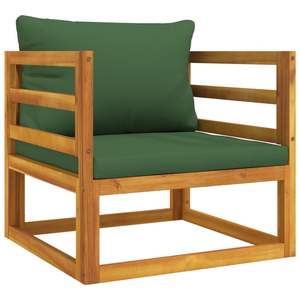 Silla de Jardín de Madera de Acacia con Cojines Verdes, Muebles de Exterior de Primera Calidad - Product Image 2