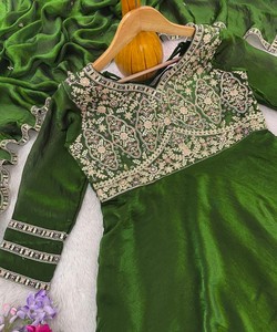 <b>Green</b> <b>Silk</b> Embroidered Floor-Length Anarkali Suit Dupatta Women Traditional Wear India Pakistan Style 86202 BHAWANI- BT-1029 - Product Image 4