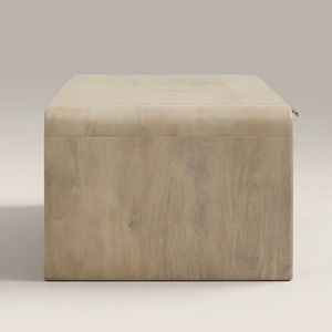 Table basse artisanale en bois de manguier massif, de forme carrée et courbée, avec un tiroir de rangement à motif cannelé, pour la maison, le bureau ou le salon - Product Image 6
