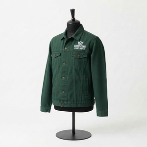 Vestes en jean élégantes pour hommes, hiver, col montant, logo sur le devant, taille et couleur personnalisées, 100% coton, écologiques - Product Image 6