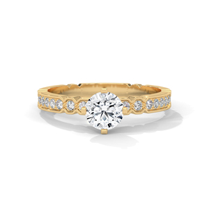 Un diamant classique de taille brillant ronde, serti sur un monture à quatre griffes. - Product Image 1