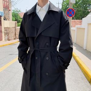 Autumn <b>Mens</b> Korean Style Windbreaker Trench <b>Coat</b> Solid Casual Loose <b>Long</b> Overcoat - Product Image 1