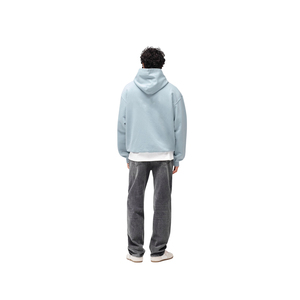 Custom Light Blue Hoodie Heavyweight Cotton Oversized Drop Shoulder <b>Pullover</b> <b>Men</b> Blank Streetwear Fleece - Product Image 3